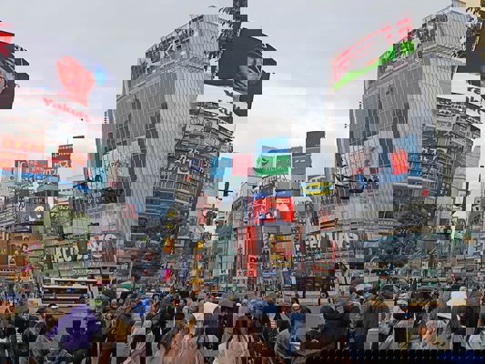 Shibuya center in front of the station