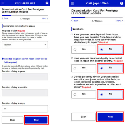 Steps 2 and 3 of immigration