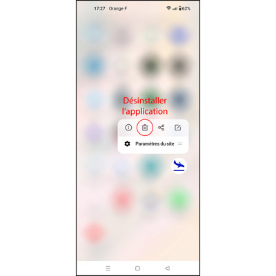 Uninstall application on Android
