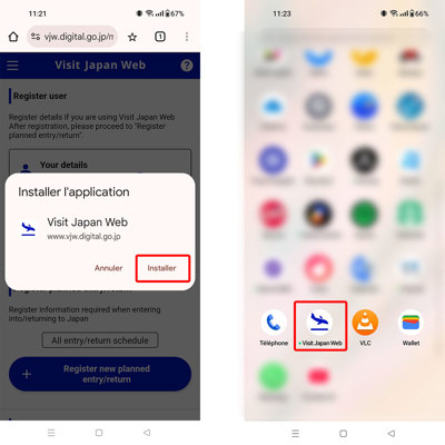 Installer l'application Visit Japan Web