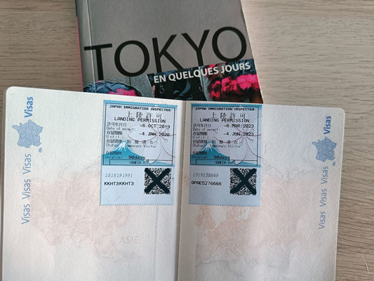 Passport sticker in Japan