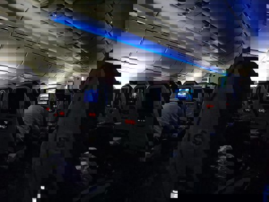 Portholes open at night