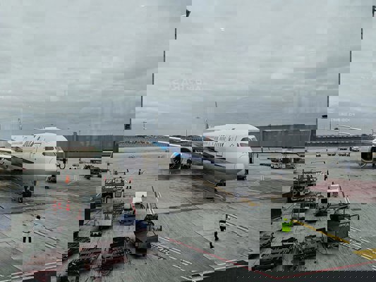 Airplane waiting to board