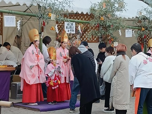Priestess in a temple in the countryside