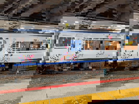 Shinkansen Haruka in Hello Kitty colors