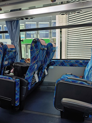 Interior of a long distance bus