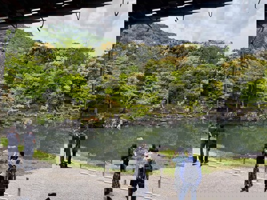 View of the pond at Tenryu-ji Temple