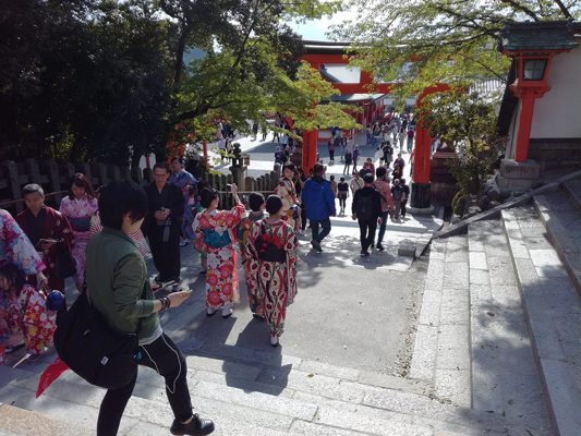 Visitors in traditional dress