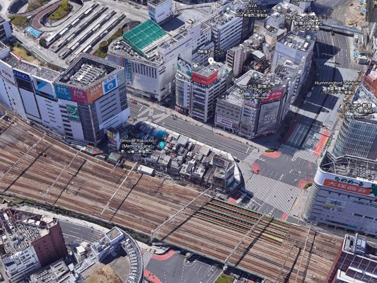 Google Earth view of the Omoide Yokochô district