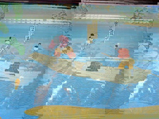 Print showing the history of Sensô-ji