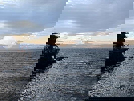 Mount Fuji in the distance from Enoshima